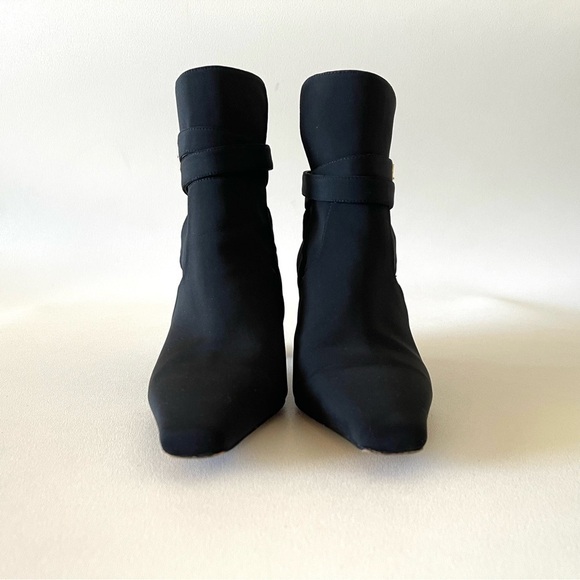 Good American Boots The Bombshell Bootie Block Heel Ankle Buckle Chic Black 6.5 - Picture 4 of 13